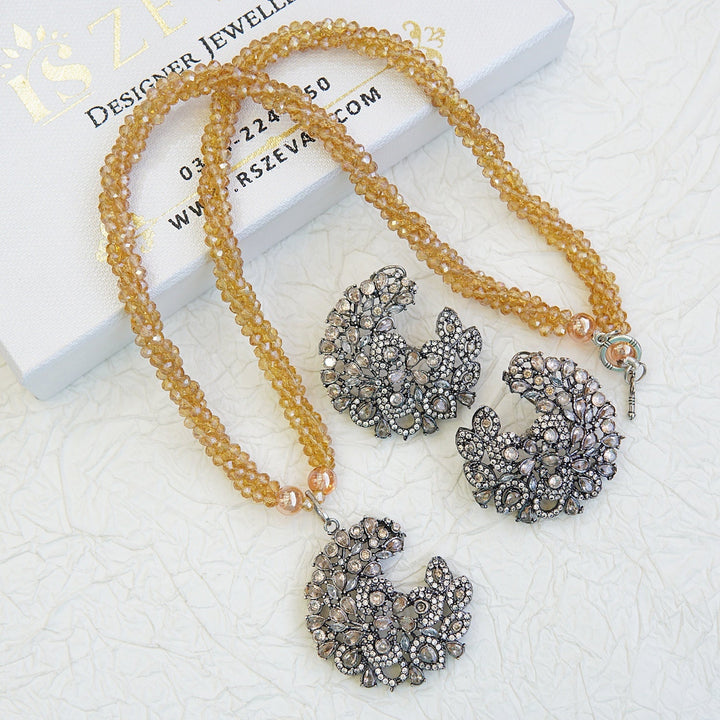 Cubic Zirconia Twisted Mala Pendant Set - RS ZEVARS