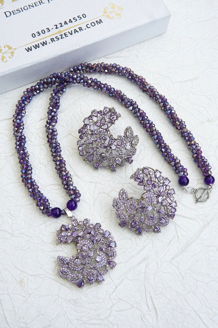 Cubic Zirconia Twisted Mala Pendant Set - RS ZEVARS