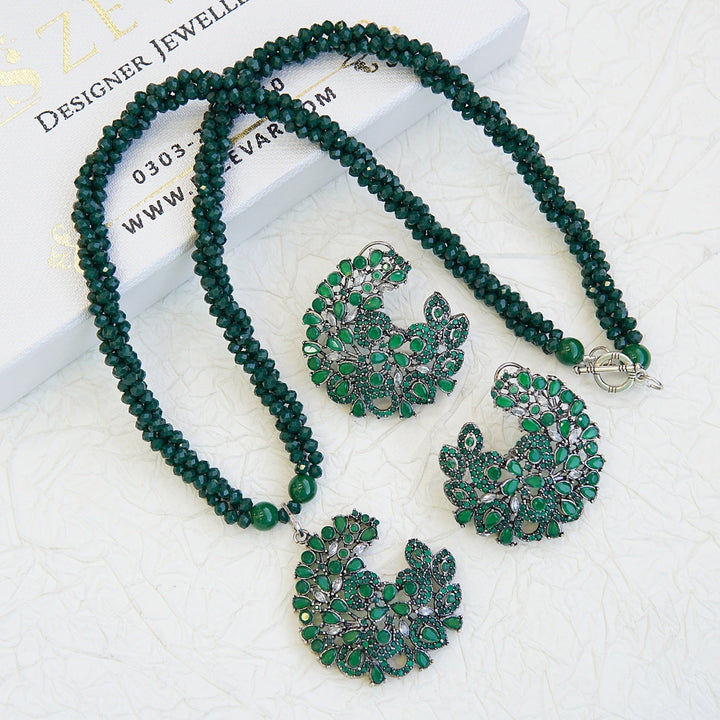 Cubic Zirconia Twisted Mala Pendant Set - RS ZEVARS