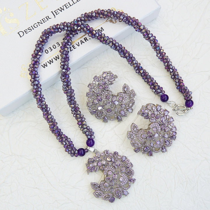 Cubic Zirconia Twisted Mala Pendant Set - RS ZEVARS