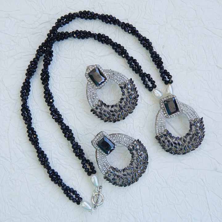 Cubic Zirconia Twisted Mala Pendant Set - RS ZEVARS