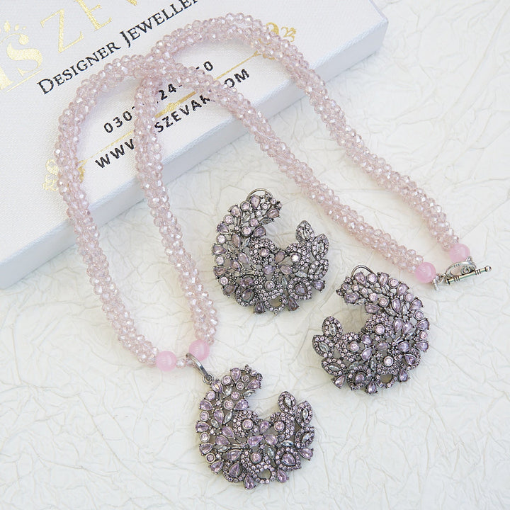Cubic Zirconia Twisted Mala Pendant Set - RS ZEVARS