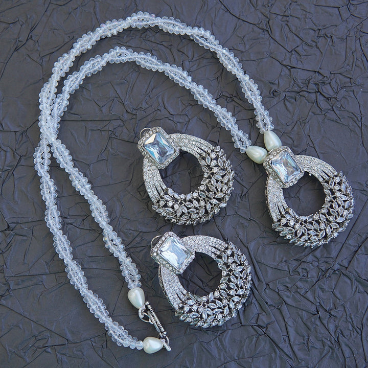 Cubic Zirconia Twisted Mala Pendant Set - RS ZEVARS