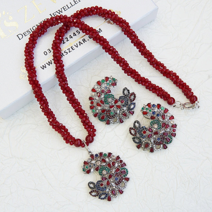Cubic Zirconia Twisted Mala Pendant Set - RS ZEVARS