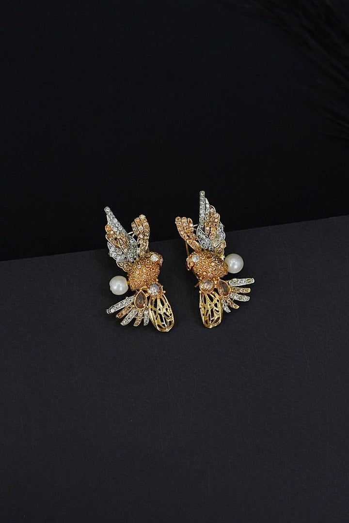 Cubic Zircons Birds Design Earrings - RS ZEVARS