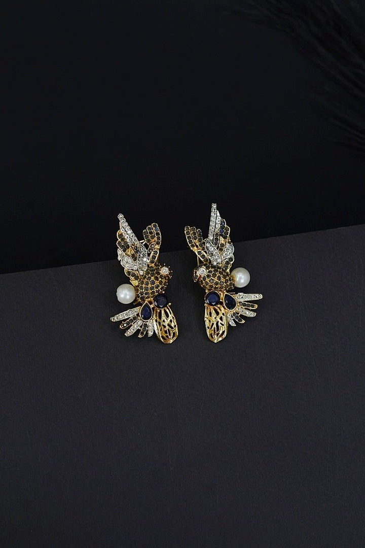 Cubic Zircons Birds Design Earrings - RS ZEVARS
