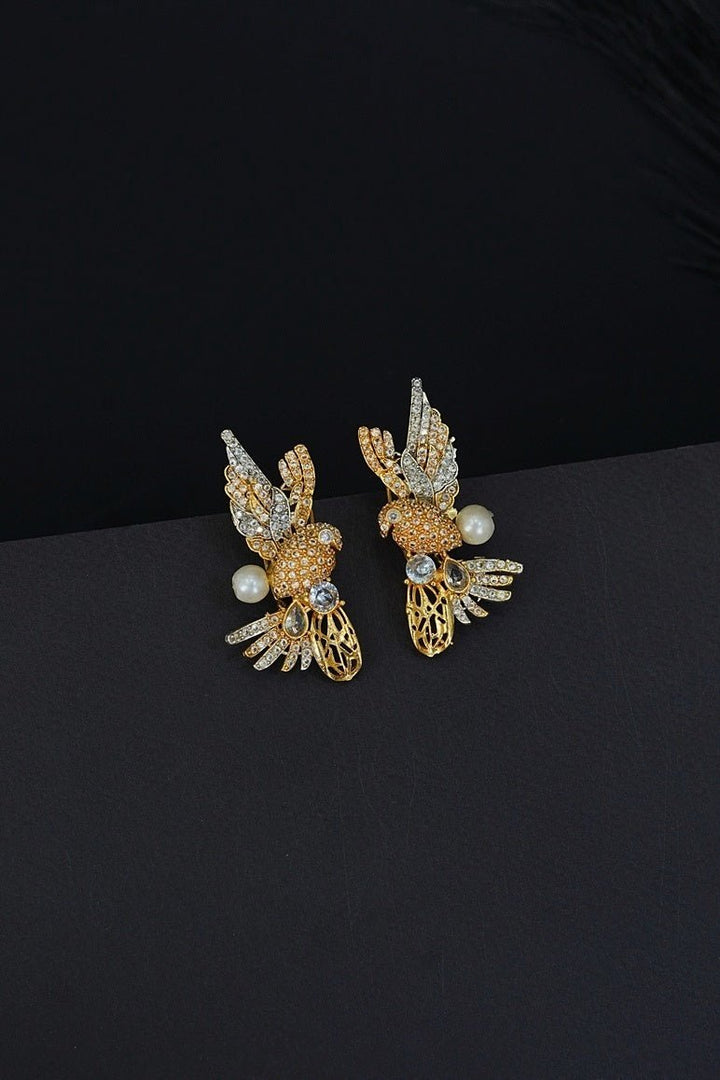 Cubic Zircons Birds Design Earrings - RS ZEVARS