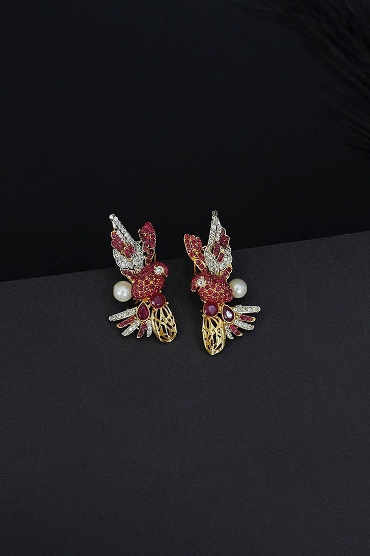 Cubic Zircons Birds Design Earrings - RS ZEVARS