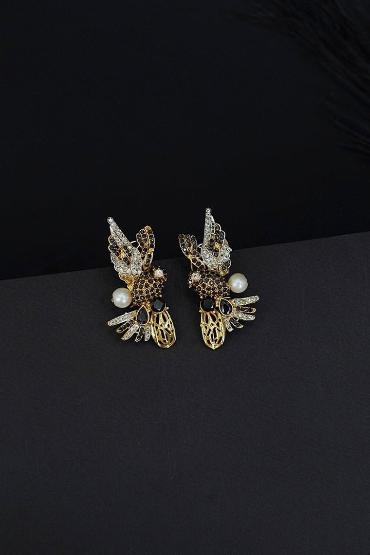 Cubic Zircons Birds Design Earrings - RS ZEVARS