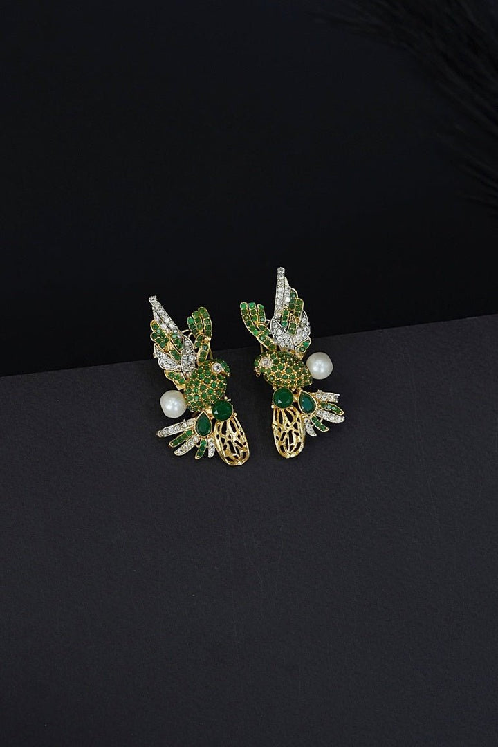 Cubic Zircons Birds Design Earrings - RS ZEVARS