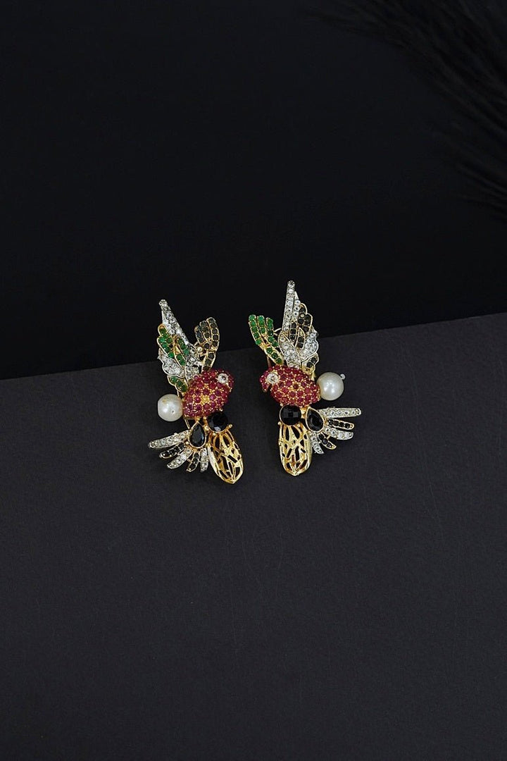 Cubic Zircons Birds Design Earrings - RS ZEVARS