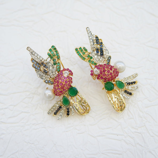 Cubic Zircons Birds Design Earrings - RS ZEVARS