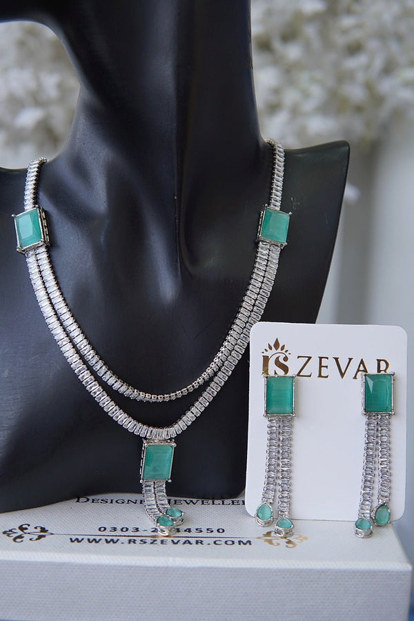 Cubics Double Sided Necklace Set - RS ZEVARS