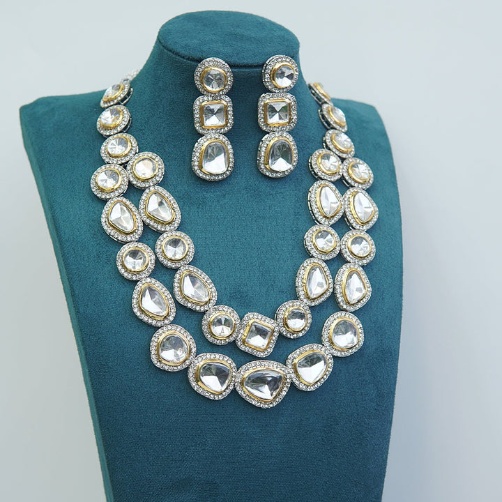 Cut Kundan Double Necklace Mala - RS ZEVARS