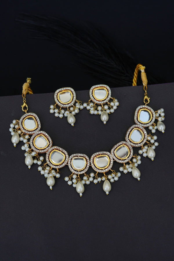 Cut Kundan Fine Necklace Set - RS ZEVARS