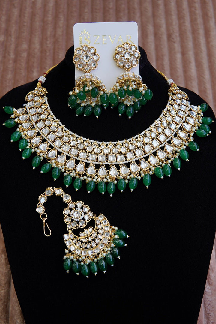 Cut Kundans Jhumka Teeka Necklace - RS ZEVARS