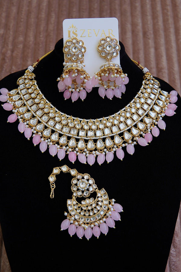 Cut Kundans Jhumka Teeka Necklace - RS ZEVARS