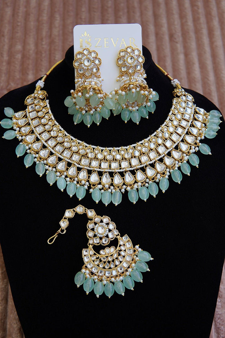 Cut Kundans Jhumka Teeka Necklace - RS ZEVARS