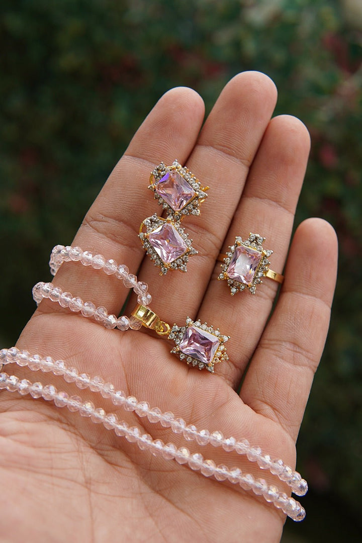 Cut Zircon Locket Set With Ring - RS ZEVARS