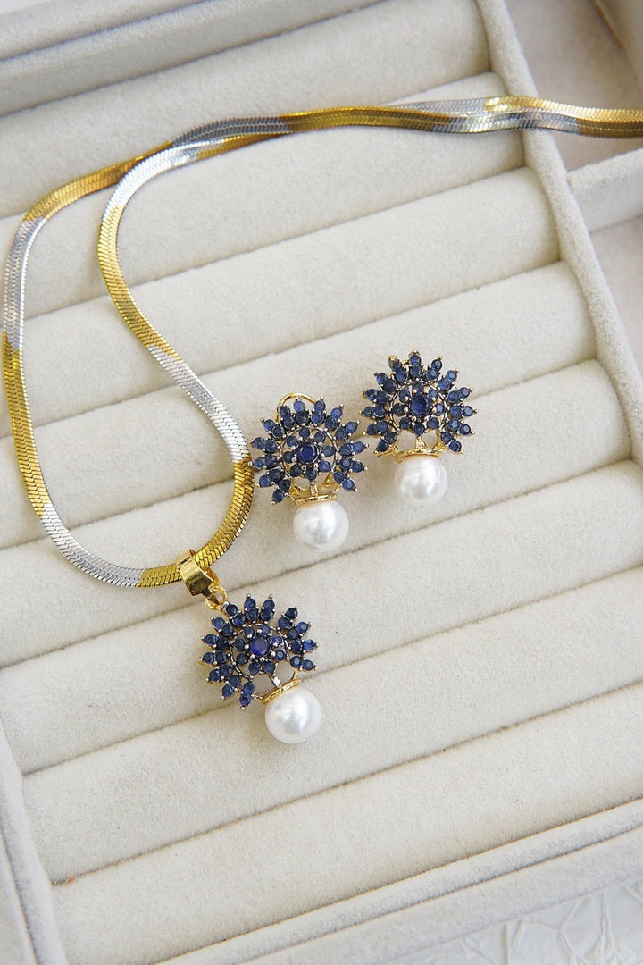 Cut Zirconia Gold Plated Locket Set - RS ZEVARS
