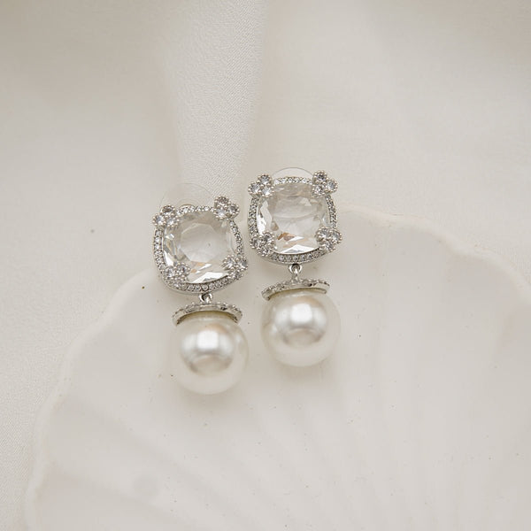 Cut Zirconia Pearls Studs - RS ZEVARS