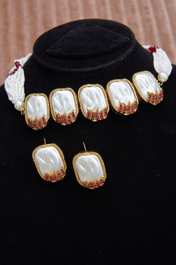 Designer Mother of Pearl Choker Set - RS ZEVARS