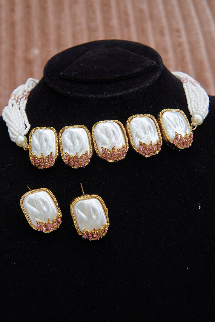 Designer Mother of Pearl Choker Set - RS ZEVARS