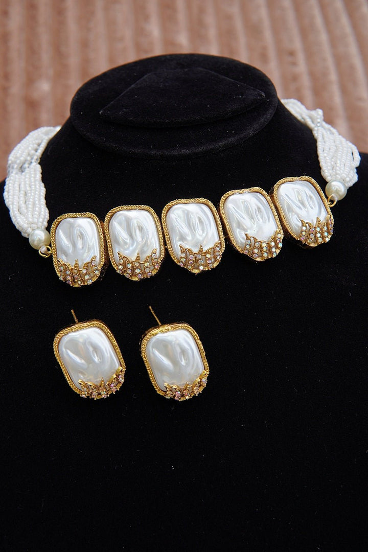 Designer Mother of Pearl Choker Set - RS ZEVARS