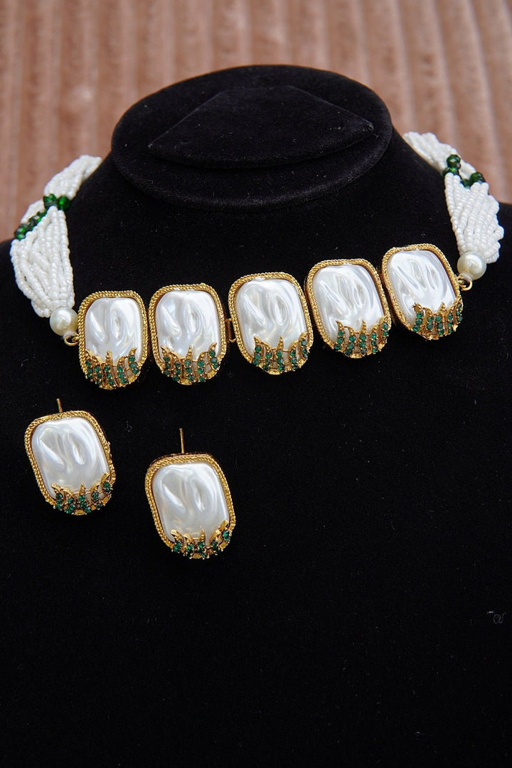 Designer Mother of Pearl Choker Set - RS ZEVARS