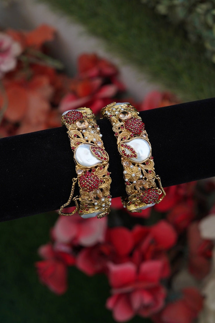 Designer Turkish Antique Mother Pearl Kangan Pair - RS ZEVARS