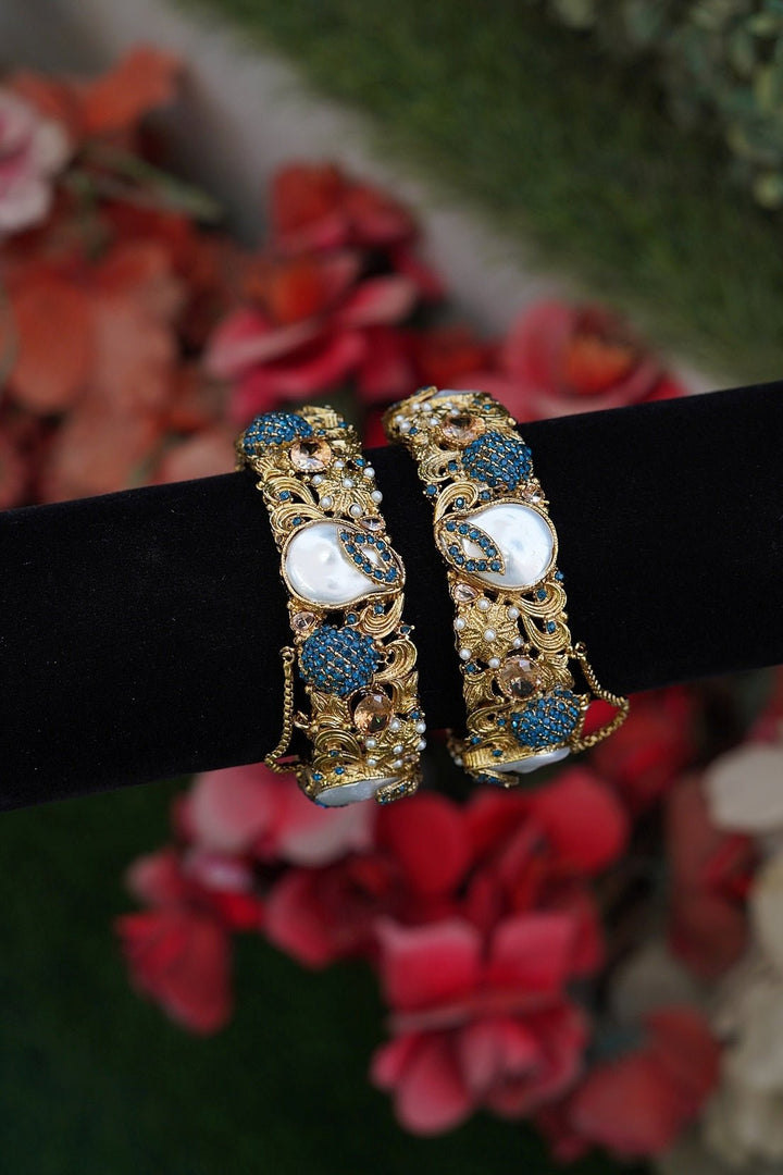 Designer Turkish Antique Mother Pearl Kangan Pair - RS ZEVARS