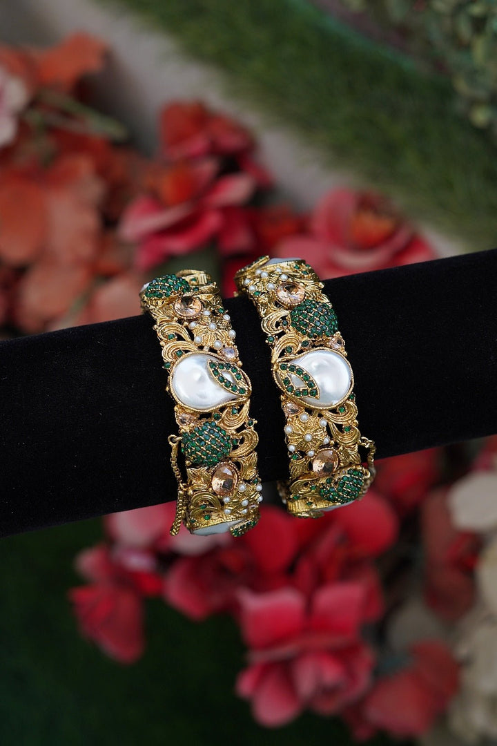 Designer Turkish Antique Mother Pearl Kangan Pair - RS ZEVARS