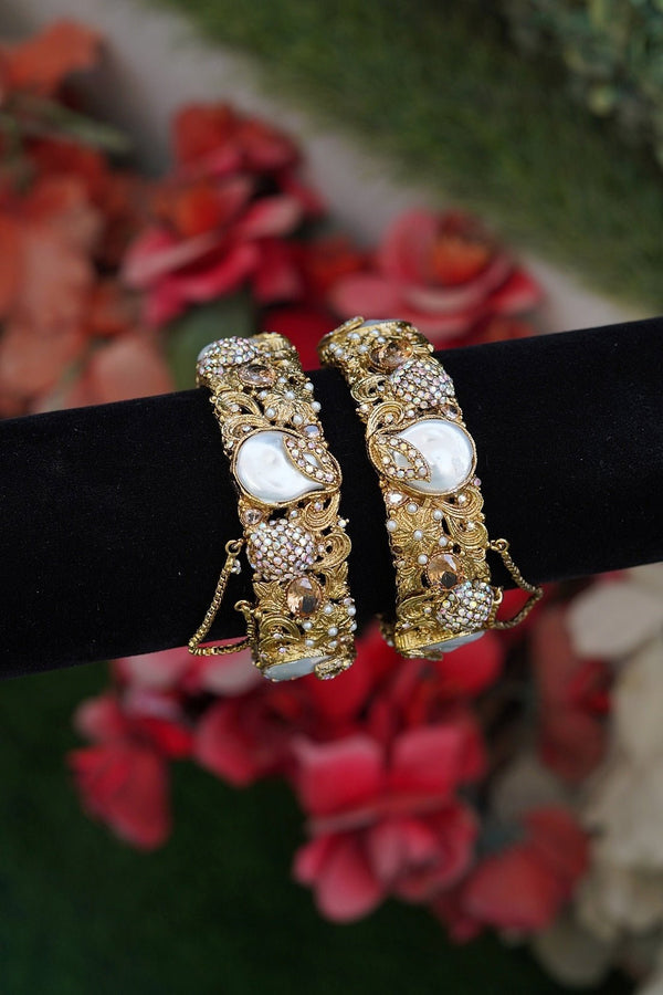 Designer Turkish Antique Mother Pearl Kangan Pair - RS ZEVARS