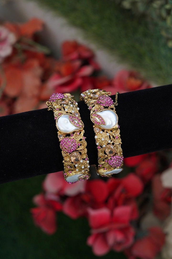 Designer Turkish Antique Mother Pearl Kangan Pair - RS ZEVARS