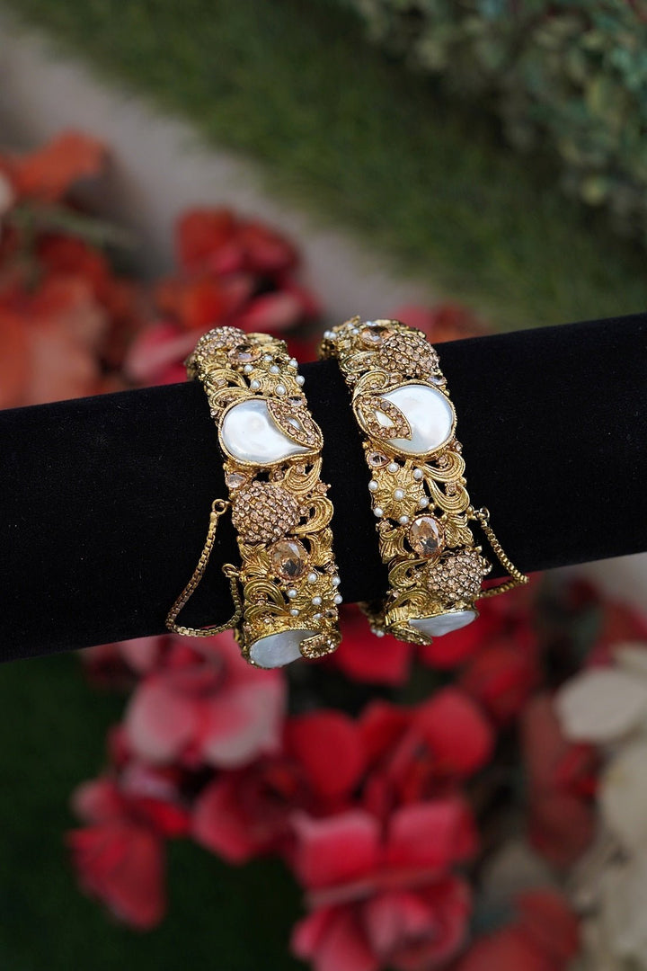 Designer Turkish Antique Mother Pearl Kangan Pair - RS ZEVARS