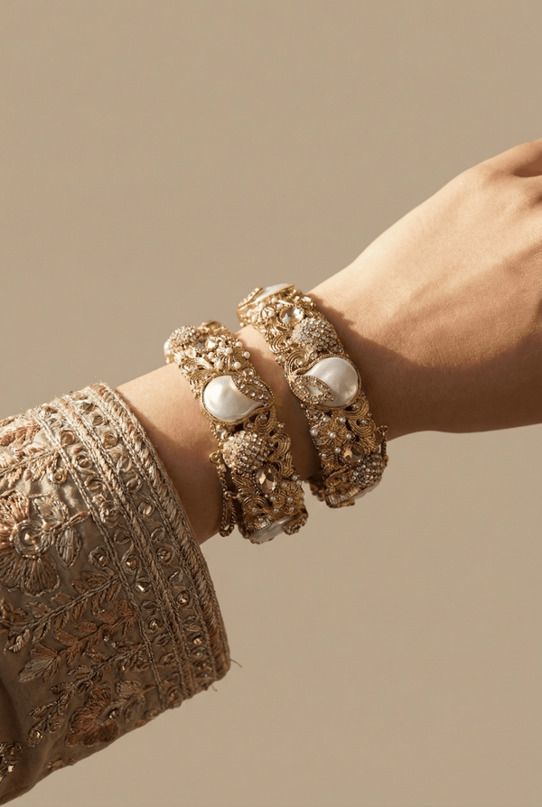 Designer Turkish Antique Mother Pearl Kangan Pair - RS ZEVARS