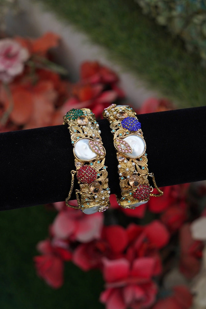 Designer Turkish Antique Mother Pearl Kangan Pair - RS ZEVARS