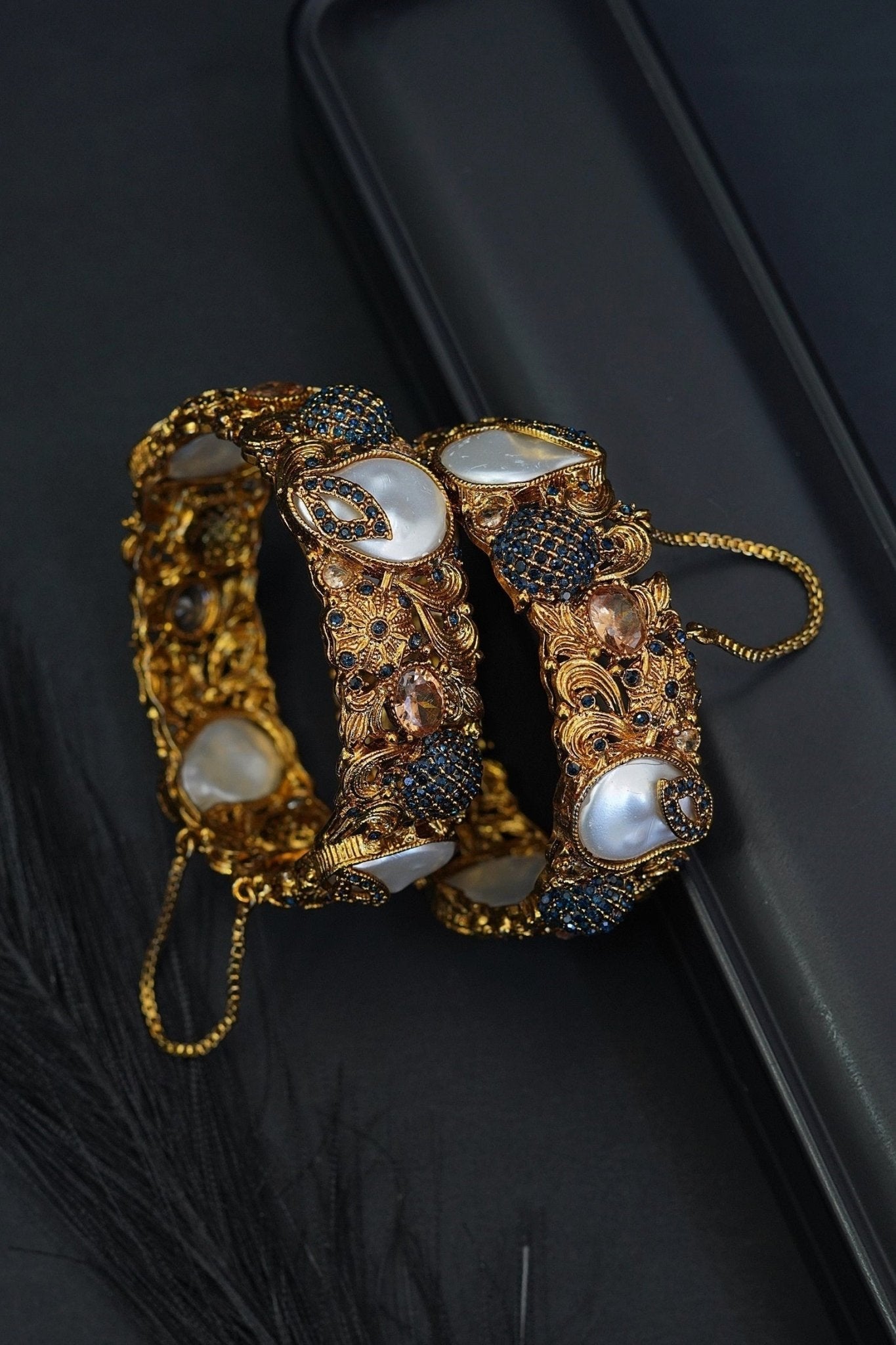 Designer Turkish Antique Mother of Pearl Bangles | RS ZEVAR