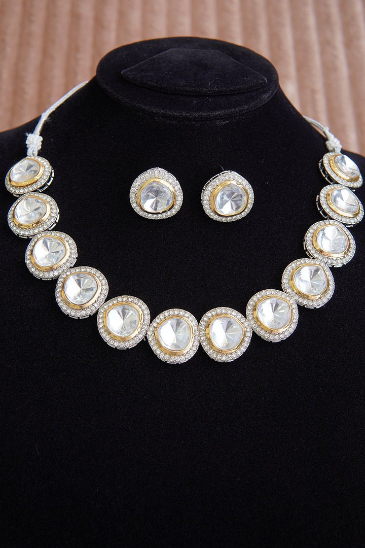 Diamond Cut Kundan Necklace Set - RS ZEVARS