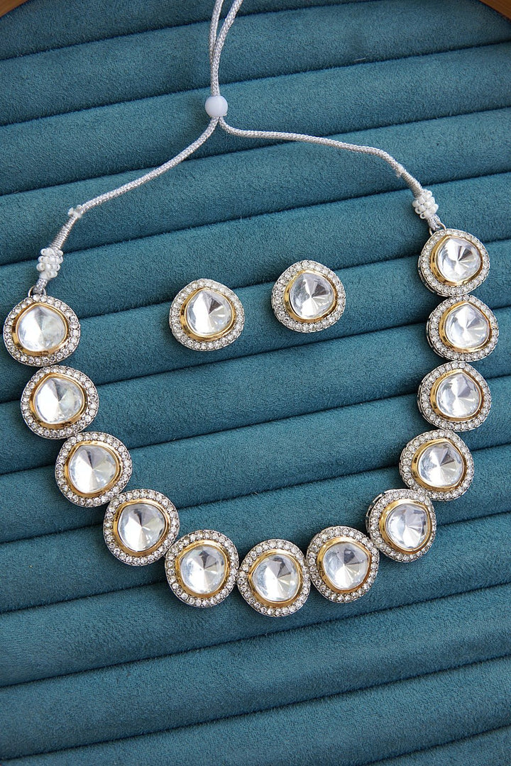 Diamond Cut Kundan Necklace Set - RS ZEVARS