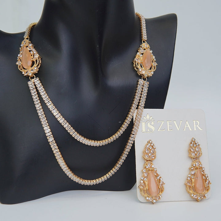 Double Sided Zircon Chain Necklace Set - RS ZEVARS