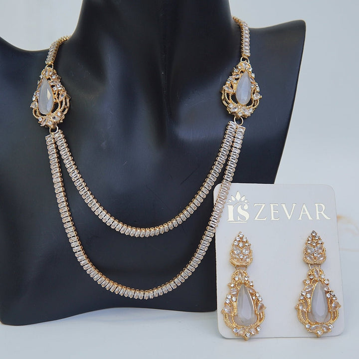 Double Sided Zircon Chain Necklace Set - RS ZEVARS