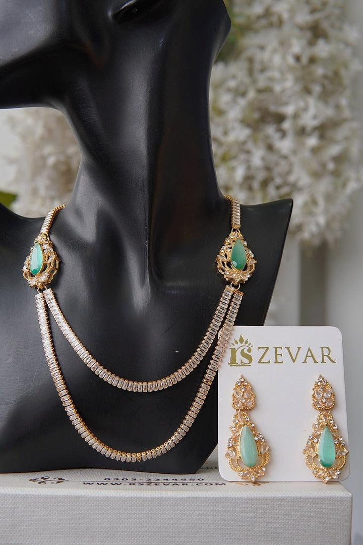 Double Sided Zircon Chain Necklace Set - RS ZEVARS