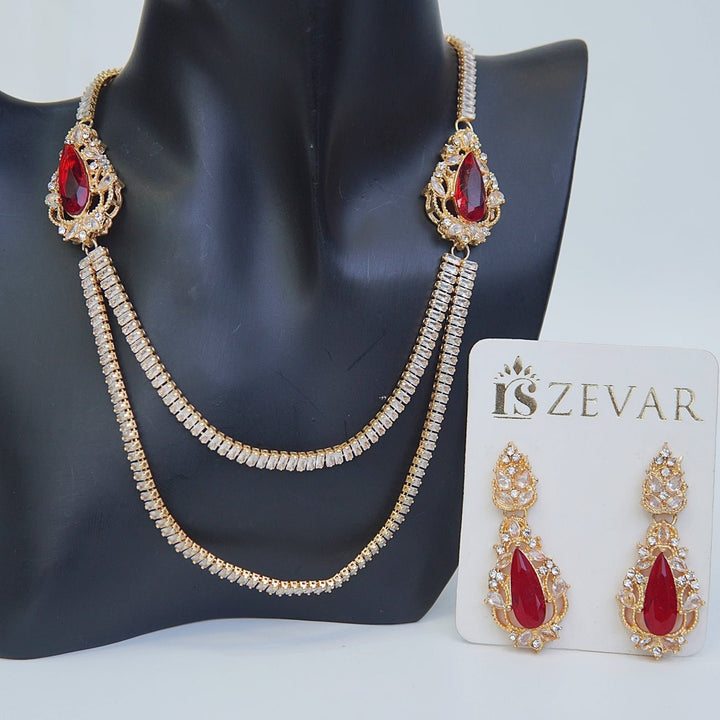 Double Sided Zircon Chain Necklace Set - RS ZEVARS