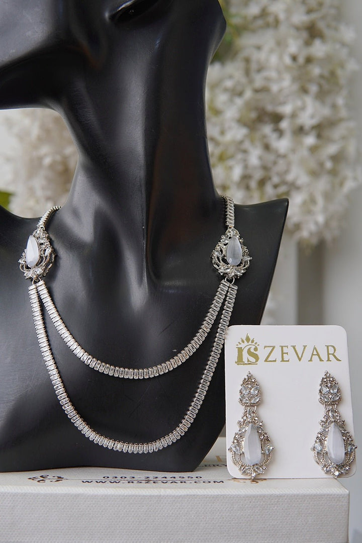 Double Sided Zircon Chain Necklace Set - RS ZEVARS