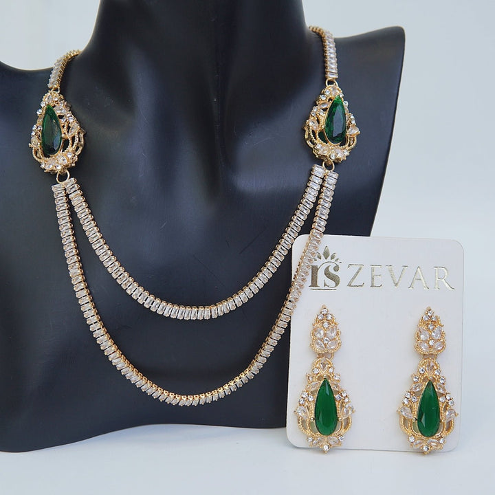 Double Sided Zircon Chain Necklace Set - RS ZEVARS