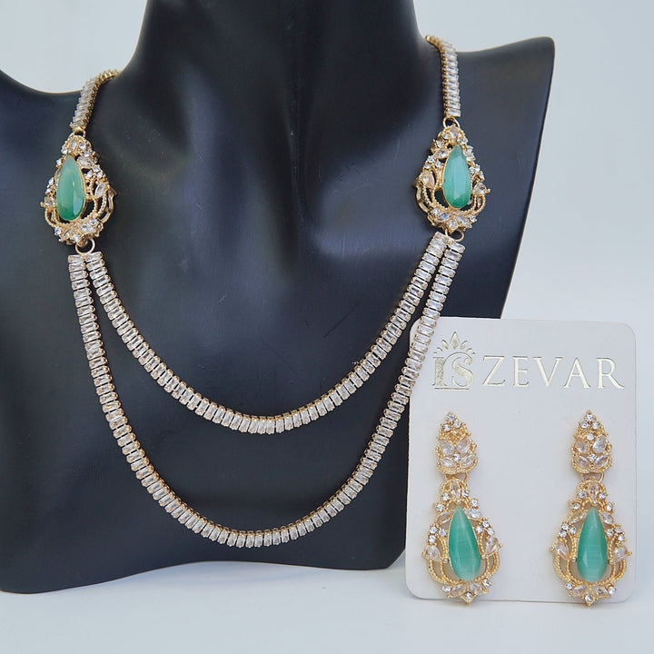 Double Sided Zircon Chain Necklace Set - RS ZEVARS