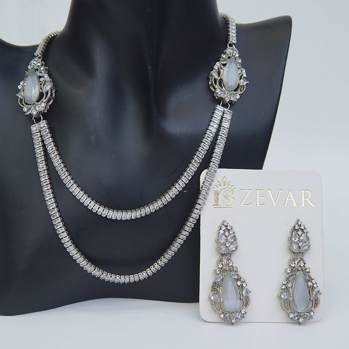 Double Sided Zircon Chain Necklace Set - RS ZEVARS