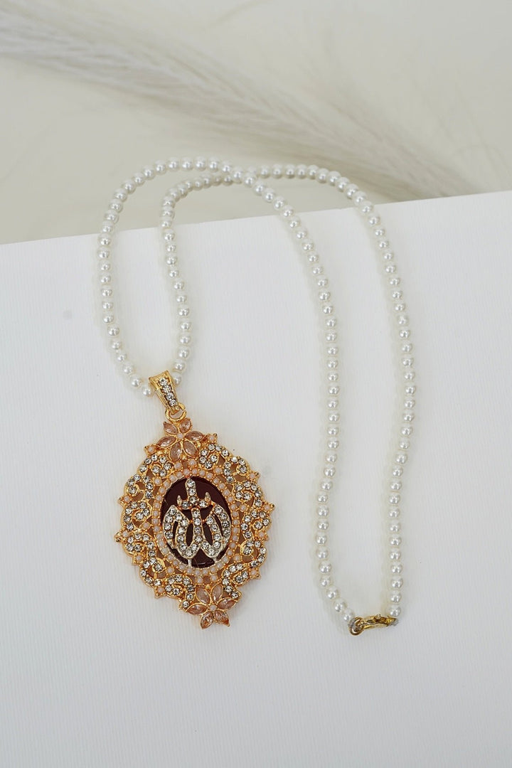 Elegant Allah Calligraphy Pearl Pendant - RS ZEVARS