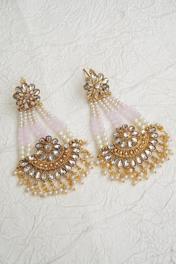 Elegant Kundan Passa Earrings With Pearl Work - RS ZEVARS